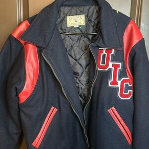 80 style letterman jacket, UIC American made in Dallas